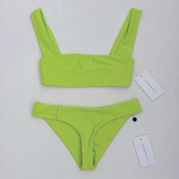 {NWT} Lovers + Friends | Neon Fun Loving Bikini Swimsuit Set Arctic Lime XXS/XS - Picture 3 of 15